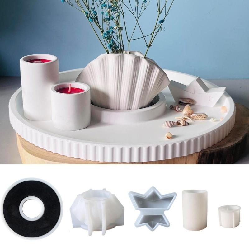 Flexible Silicone Striped Casting Molds for Epoxy Resin Concrete Plaster Reusable DIY Craft Tray with Detailing Grooves