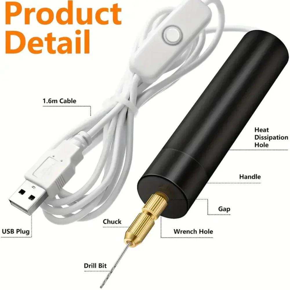 Handheld Mini Electric Drill DIY USB Tool for Epoxy Resin Jewelry Wood Craft Engraving Pen