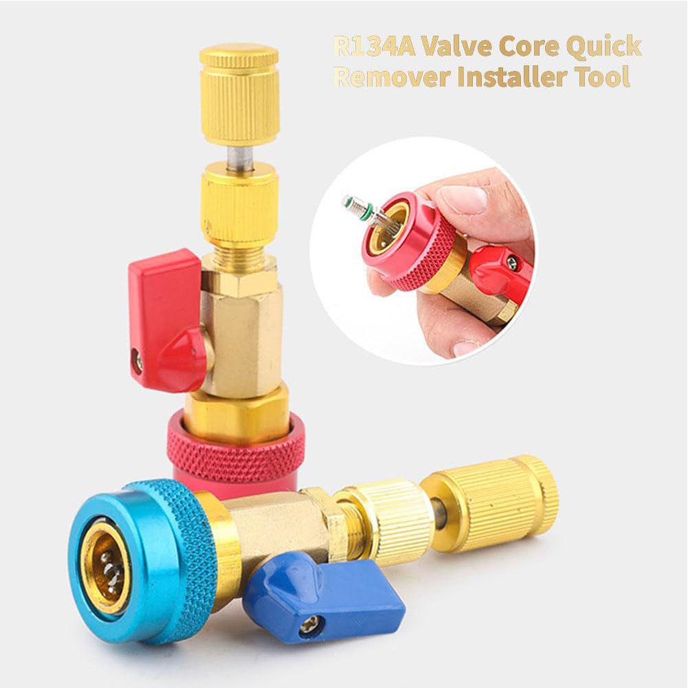 Auto AC Valve Core Remover Installer Tool R134a R22 R410 Valve Core Remover Installer Tool Kit For Car Air Conditioning Sys Y7Q3