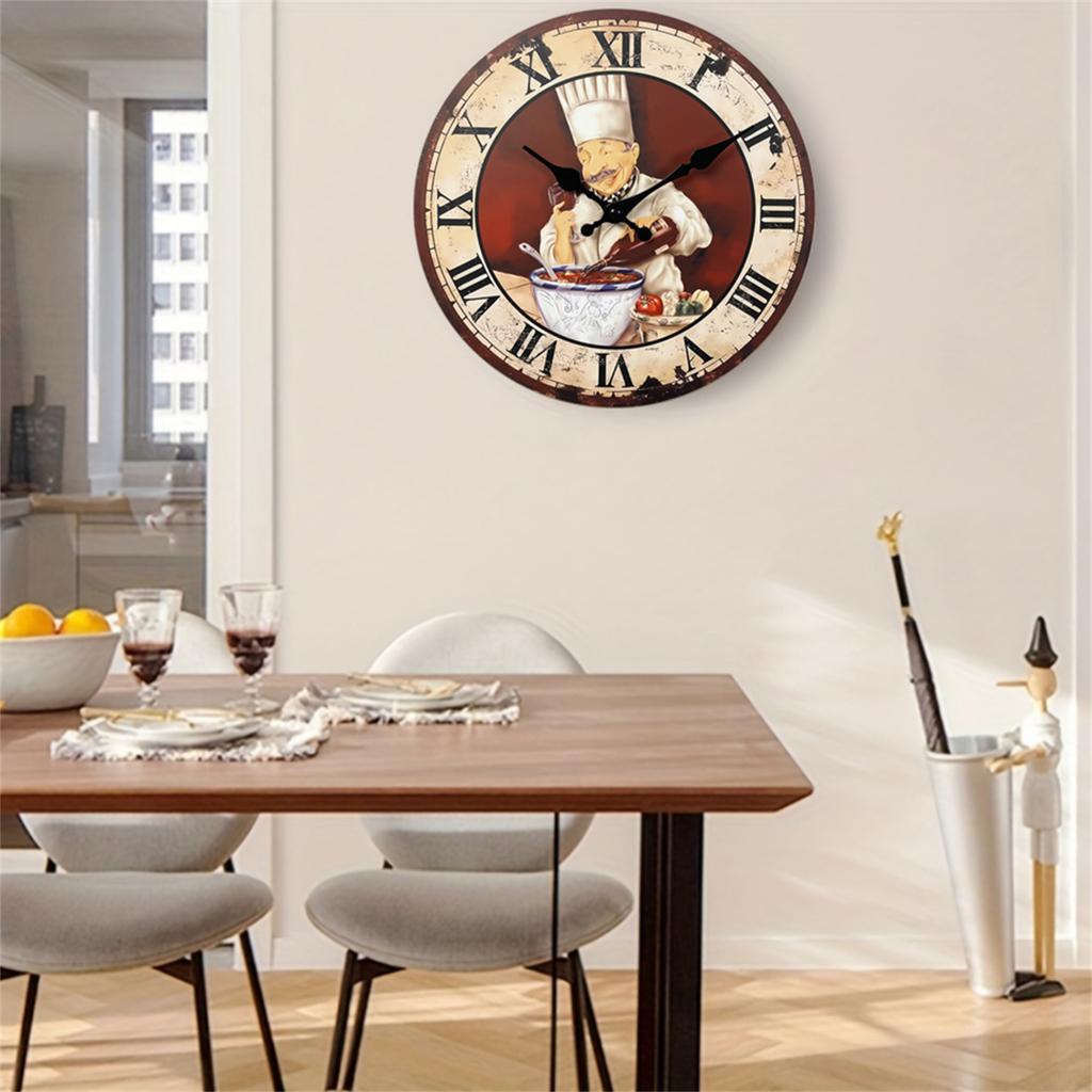 High-Quality Vintage Italian High-Quality Chef High-Quality Cooking High-Quality Pattern High-Quality Wooden High-Quality Wall High-Quality Clock