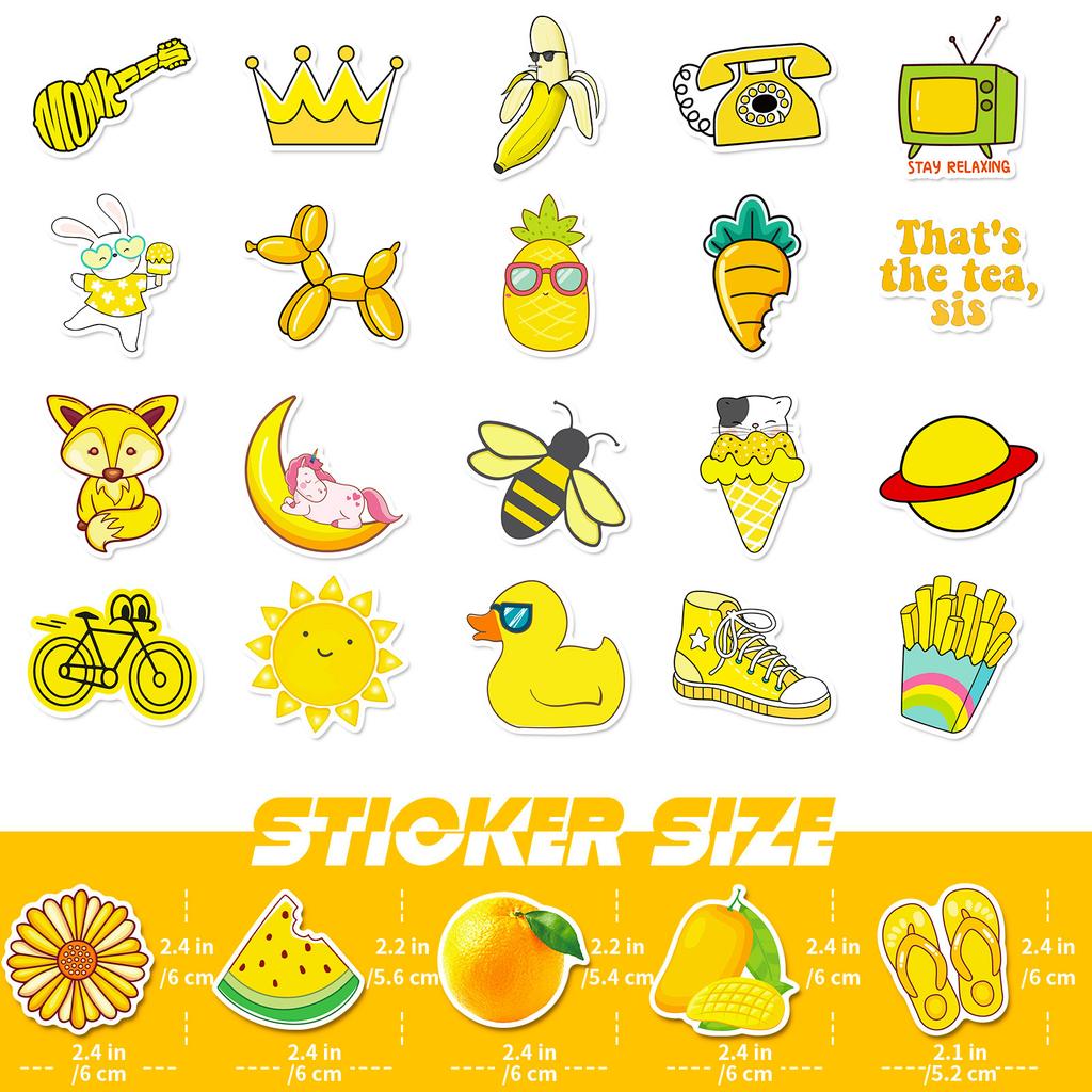 Pick Up Leaks! 50 Color Mix And Match Sticker Tapes Yellow Vsco Small Fresh Thermos Cup Cartoon Children