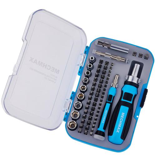 MECHMAX 68-Piece Ratchet Driver Bit & Socket Set with Magnetic Bits and Storage Case for Home, Office, Apartment, Car, Bike, Furniture, Electronics Pr