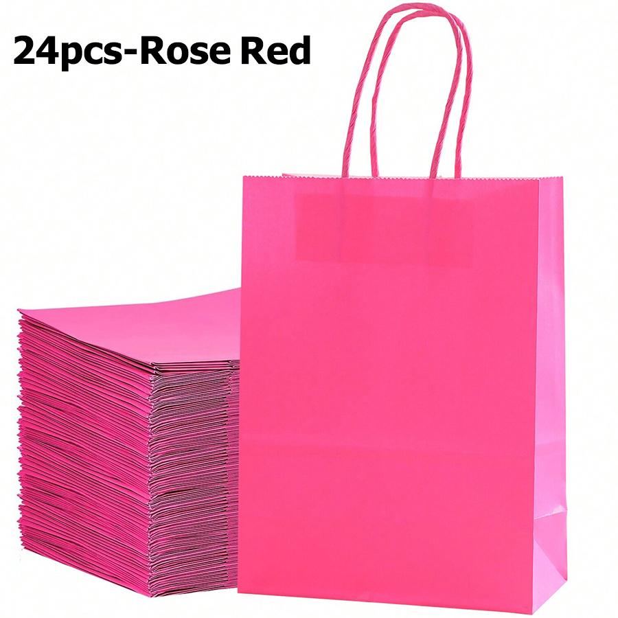 6-24pcs 16x22x8cm Kraft Paper Bags Reusable Gift Bag for Birthday Party Wedding Durable Gift Bag with Reinforced Handle Tote Bag