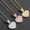 BES Custom Photo Brass Pendant Necklace Small Size Heart Shape with Iced Zircon Gold Plating Hip Hop Fashion Style Jewelry Gift