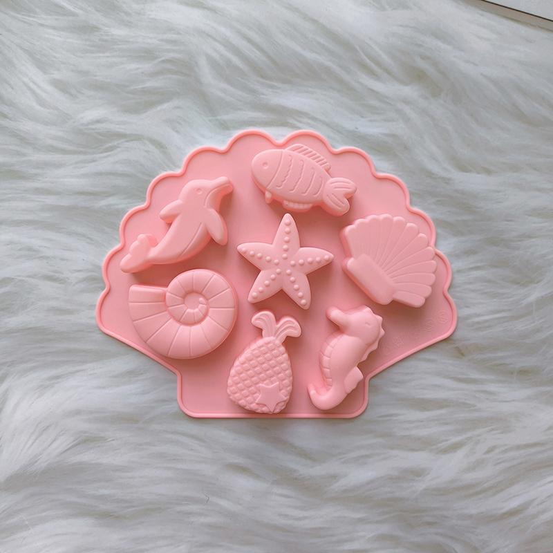 

7 последовательных морских существ силиконовая форма помадка для выпечки торта шоколадная смола DIY рыба форма инструменты украшения кекс топпер розовый