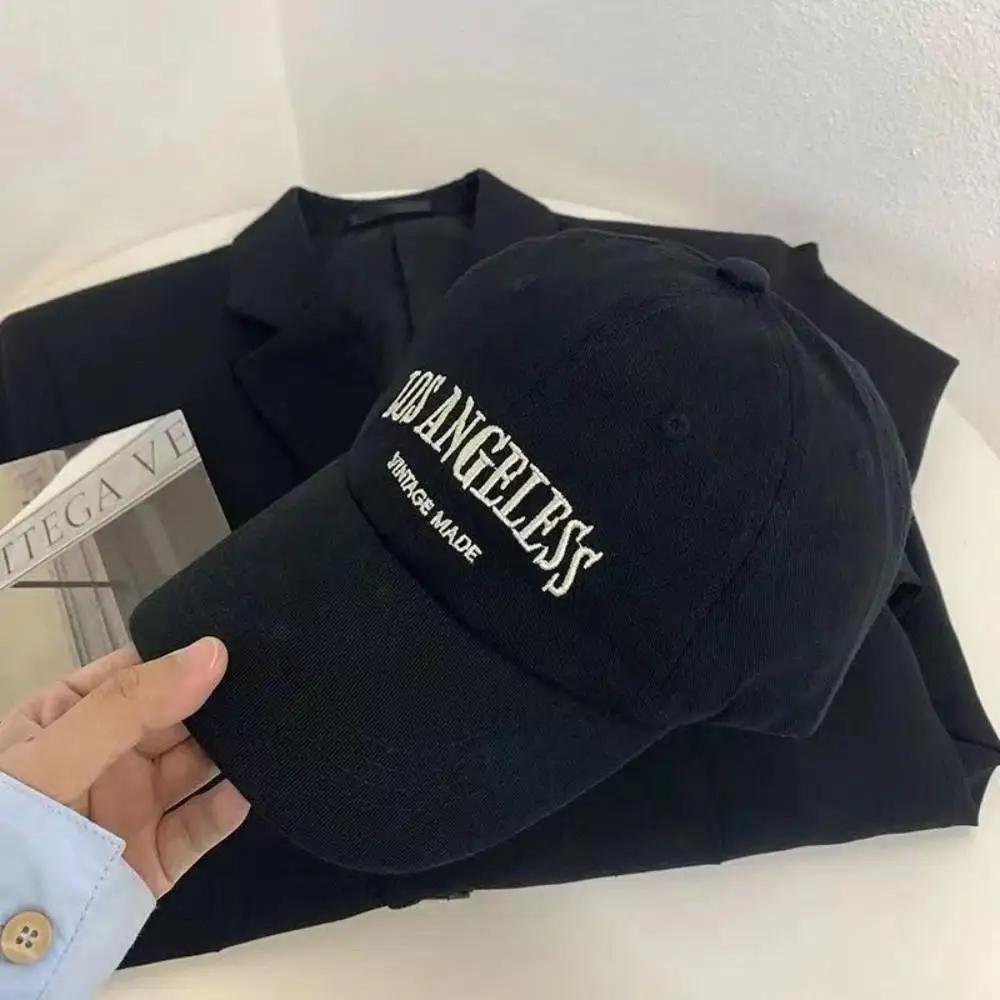 Vintage Grey Baseball Cap For Women Summer American Style Washed Big Head Circumference Hat Versatile Face Slimming Duckbill Cap