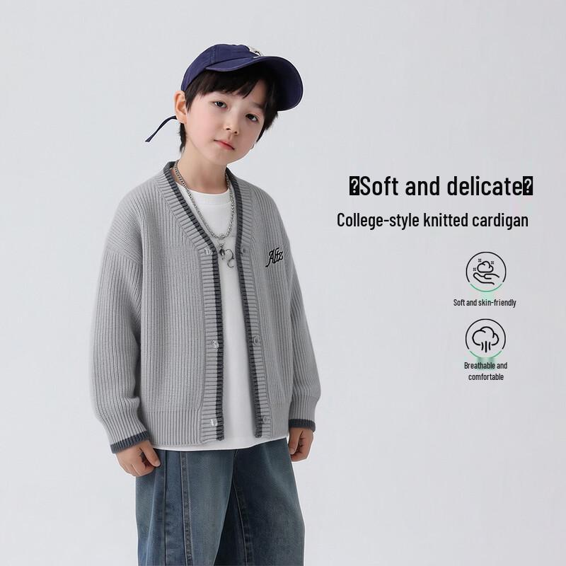 Boys V-Neck Knitted Cardigan Sweater 150