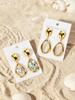 Natural Abalone Shell Teardrop Drop Earrings for Women, Gold Plated Stainless Steel Boho Beach Holiday Zircon