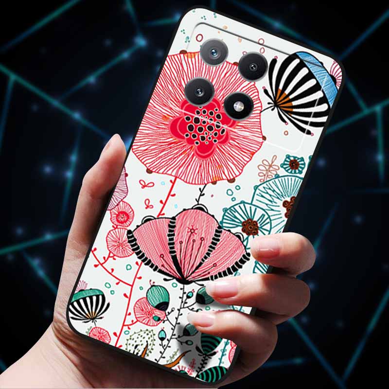 3D Flowers Emboss Fundas For Poco X6 Pro Case Soft Silicone Phone Case for Xiaomi Poco X6 Pro Poco X 6 Pro X6Pro Pocox6 Pro Bags