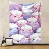 "Adorable Fluffy Sheep Cartoon Art" Patterned Tapestry Decorative Wall Hanging, Home Bedroom Living Room Decor