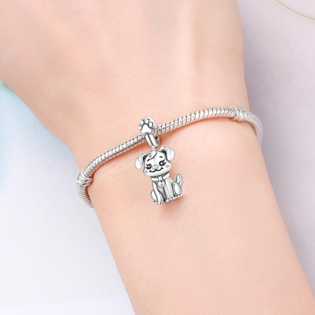 Copper Handsome Dog Animal Pet Beads Original Pendants Bracelet Charm Jewelry Party Diy Trendy Gifts