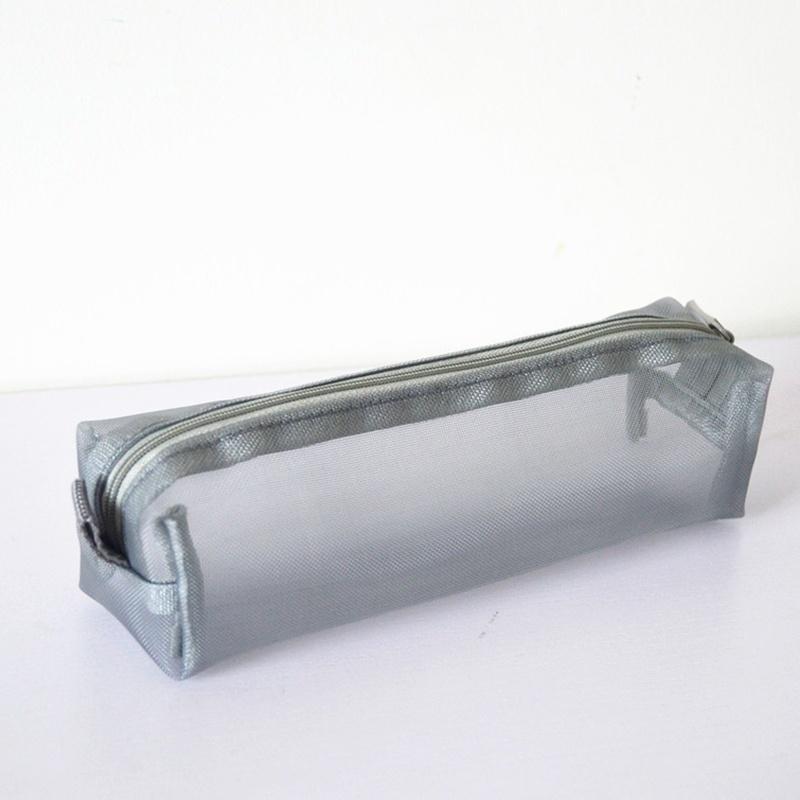 Ylon Mesh Pencil Pen Holder Case Bag Black for Students