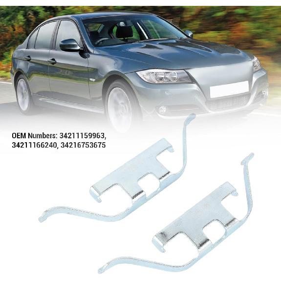 1 Pair Rear Disc Brake Pad Retaining Clip 34216753675 Compatible with 1 3 5 6 7 Series E82 E46 E90 E92 Brake Pad Anti Rattle Spring Clip Replacement