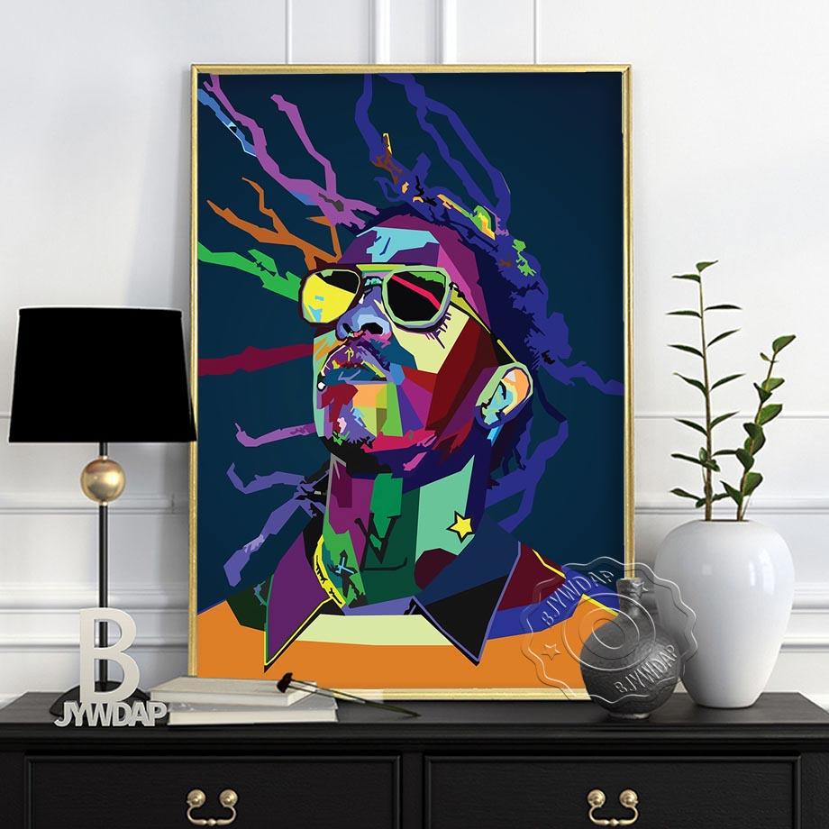 Poster e Stampe di Star della Musica Rap Astratta Moderna Hiphop Rapper Arte da Parete Quadri da Parete Pittura su Tela per Decorazione Domestica Senza Cornice