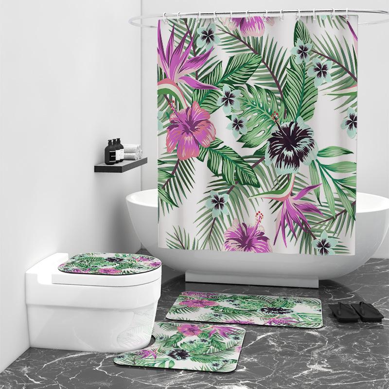 Digital bedruckter Duschvorhang mit Palmenblatt-Motiv, wasserdicht, Badezimmerdekor