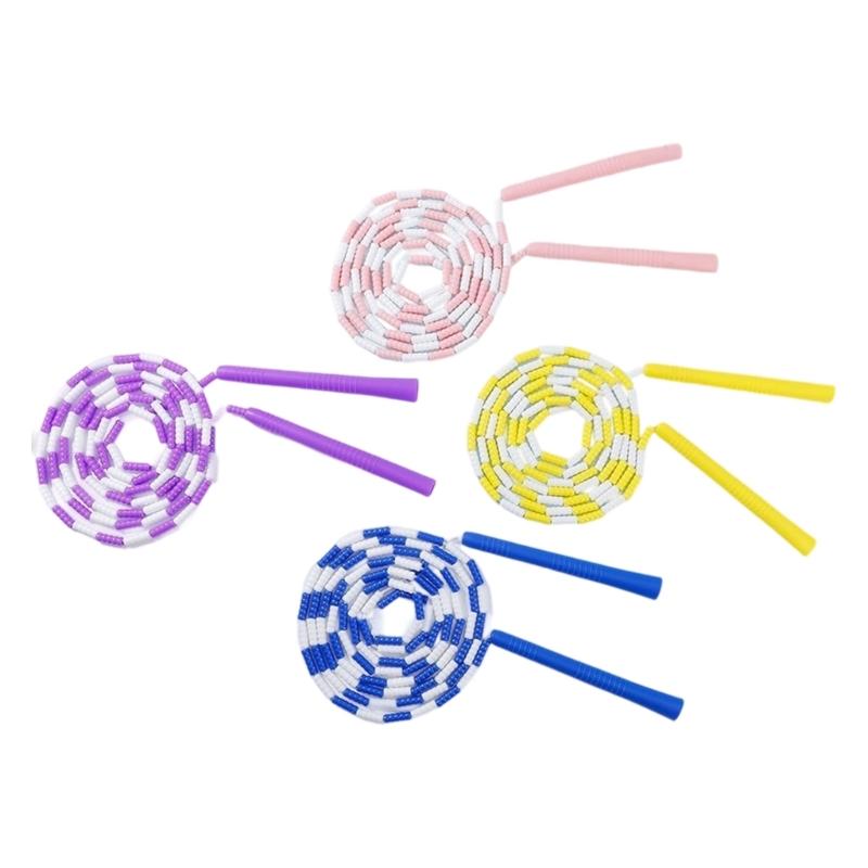Regulable Length Colorful Beads Jump Rope with Nonslip Handle Durability Plastic Jump Rope for Sports Training