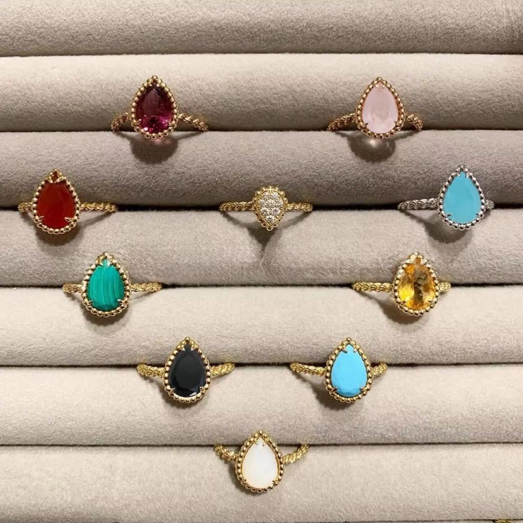 Vintage Boho Water Drop Jewelry Women's Ring Multicolor Gemstone Silver+Plating Gold/Rose High Quality Wedding Daily Gift
