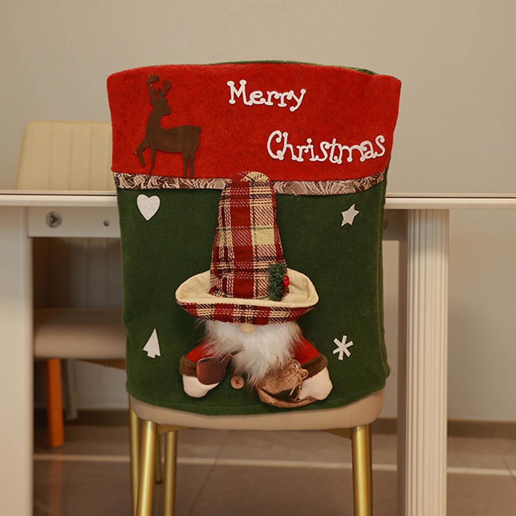 Christmas Santa and Snowman 3D Chair Covers for Holiday Home Decoration Soft Fabric Easy Installs Chair Back Covers 1PC