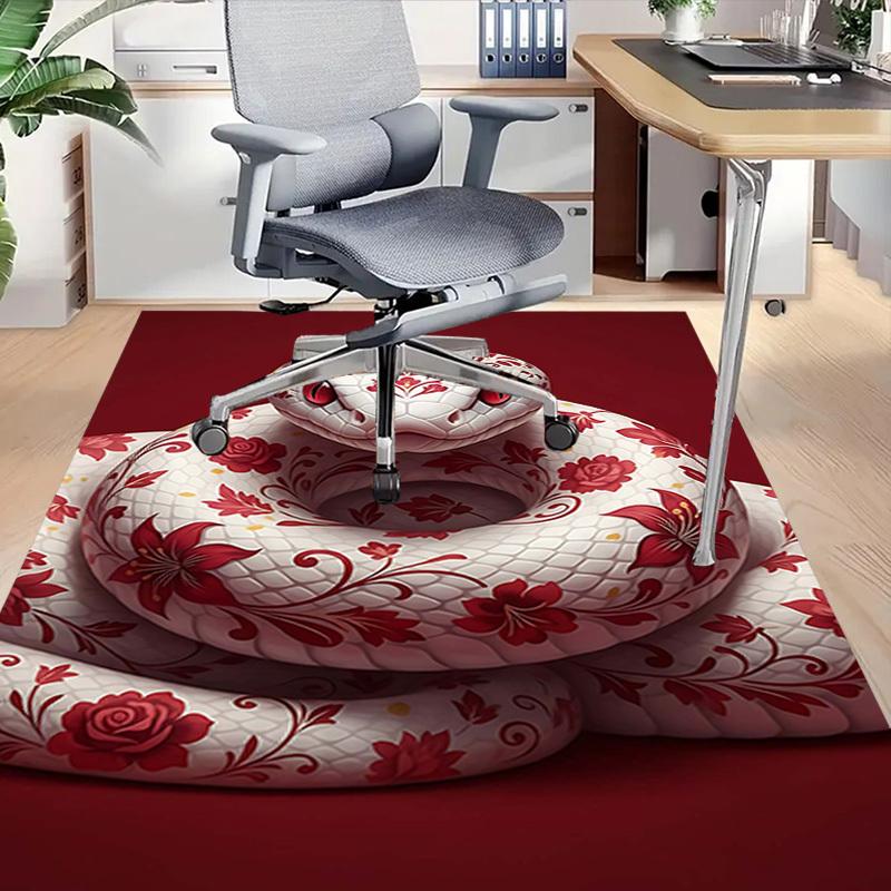 1PC Snake Floral Non-Slip Floor Carpet Compatible for Office&Living Room&Bedroom&Dining room - Flat-Weave Machine-W283