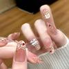 2026 New Year Wearable Lion Dance Cat Eye Manicure: Handmade Removable False Fingernail Stickers.