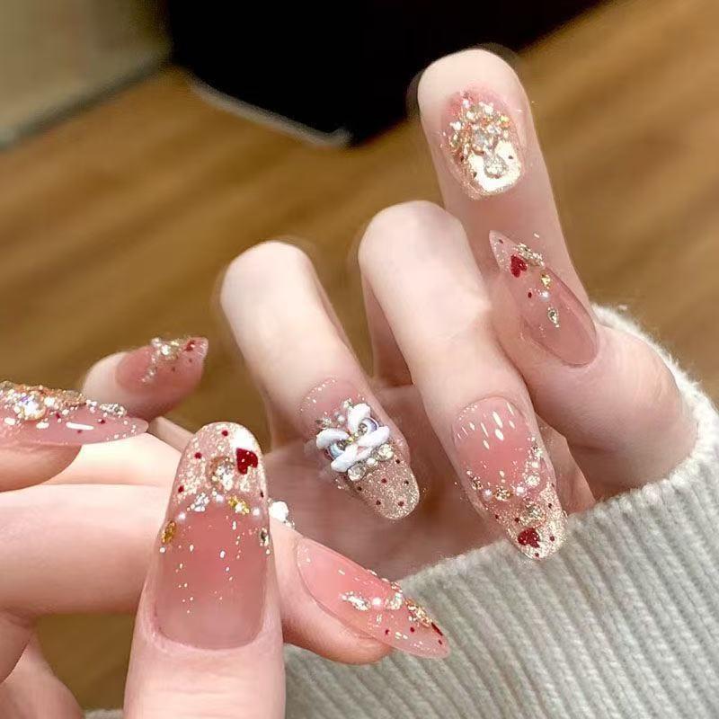 2026 New Year Wearable Lion Dance Cat Eye Manicure: Handmade Removable False Fingernail Stickers.