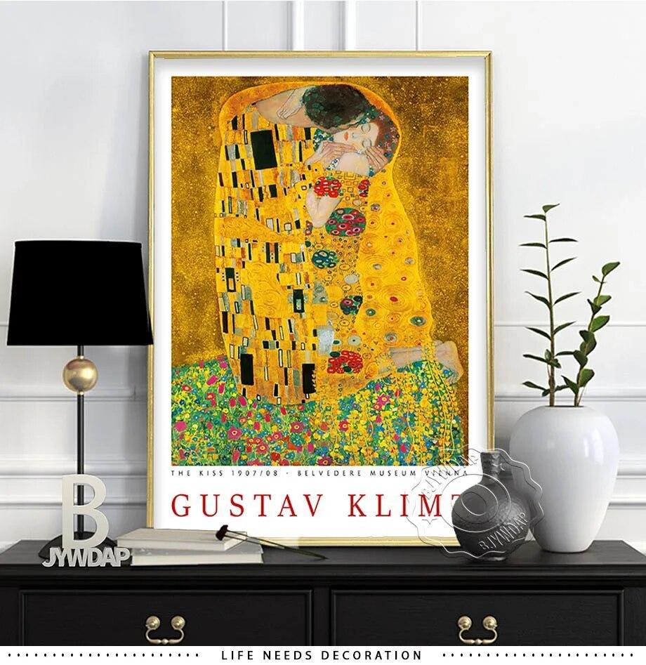 Gustav Klimt Print, Art Decor, The Kiss Gustava Klimta, Nowoczesna sztuka, Pomysł na prezent, Plakat ścienny, Plakat muzealny wystawy, Bez ramki