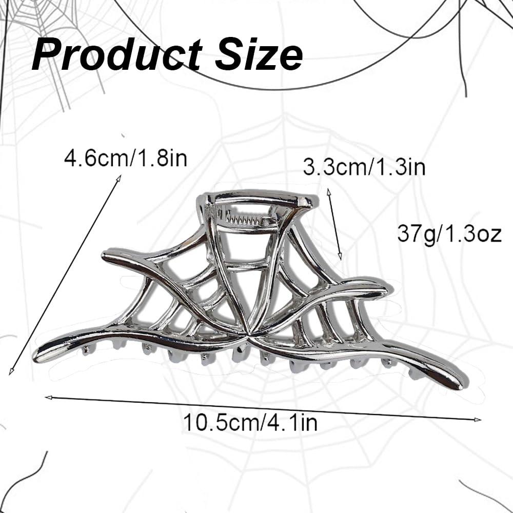 Punk-Spinnennetz-Haarklammer aus Metall, Legierung, Halloween-Haarklammern, schwarze silberne Haarnadel für dünnes Haar, Zubehör, Haarkrabben, Party-Schmuck