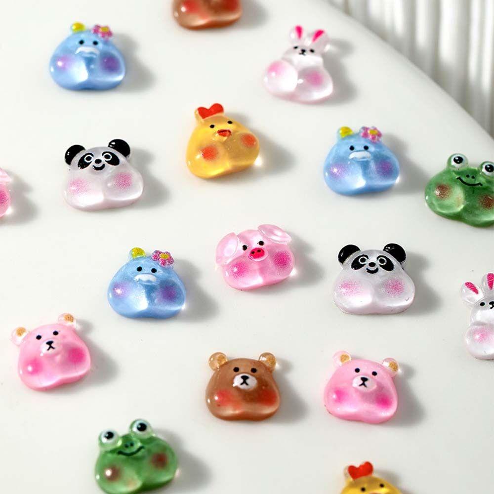 Pig Bears Animal Nail Rhinestones Cartoon Nail Drills Cartoon Nail Decorations 3D Nail Jewelry