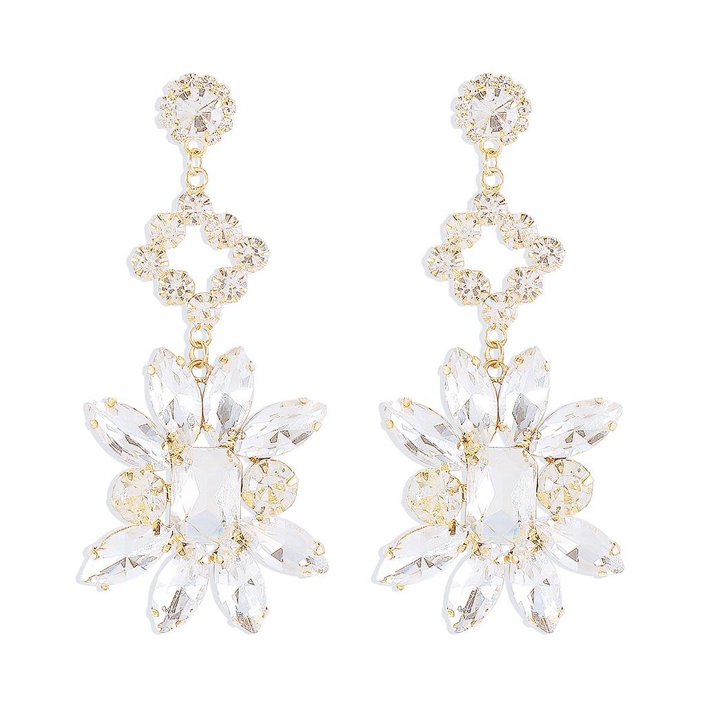 E11683 Floral Vintage Earrings Exaggerated Geometric Design Alloy With Rhinestones For Women