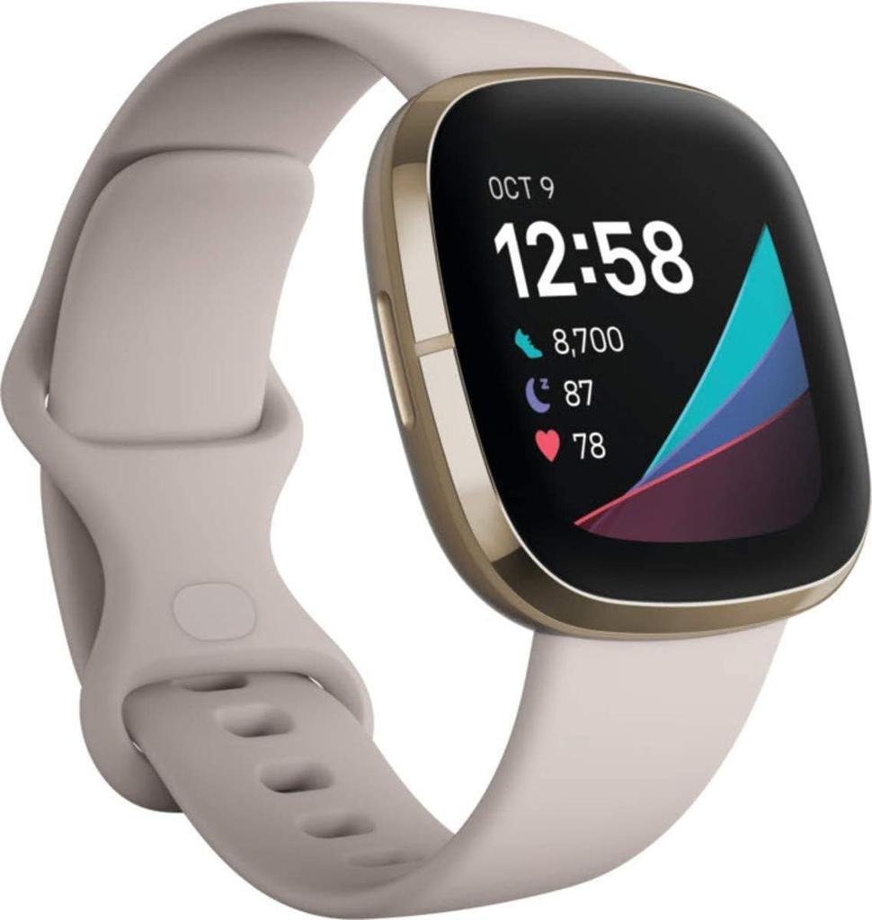 Sense Advanced Health Smartwatch with Tools for Heart Health, Stress Management & Skin Temperature Trends, (White/Gold)