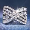 Fashion Luxury Cross Ring Women Brilliant Cubic Zirconia Silver Color Finger Accessories for Daily Party Gorgeous Jewelry