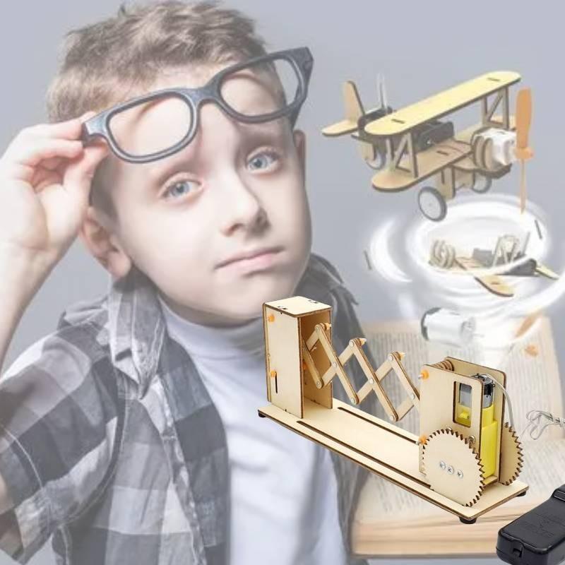 Großes Holz-DIY-Modell eines elektrisch einziehbaren Tors für Kinder, Wissenschaftsexperiment-Materialbausatz