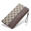 Four-leaf clover women's wallet, fashionable and large-capacity long multi-card buckle retro-printed high-end clutch bag.