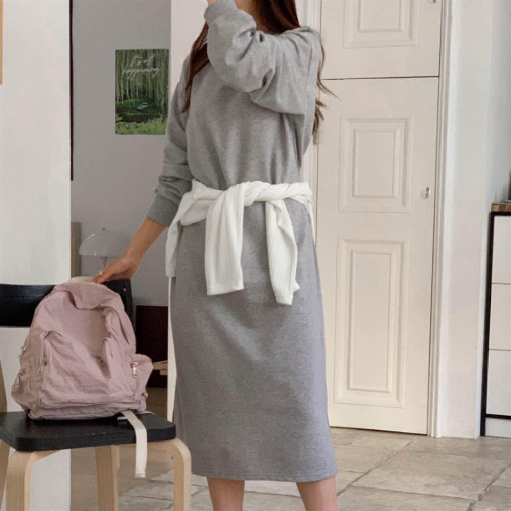 New ArrivalS Open Run Women S Fall faShion Neutral Slit Cotton Long dreSS