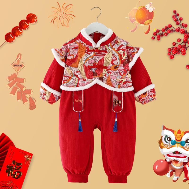 Children's Chinese-Style Corduroy Coverall: Waterproof, Dirt-Proof, Reversible Tang Suit Apron for Boys & Girls, Ideal for Autumn and Winter.