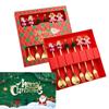 Set Regalo Cucchiaini da Caffè Forchette di Natale in Scatola con 1 Biglietto di Natale, Cucchiaino da Caffè Natalizio Forchette da Cena Cucchiaino da Dessert Stoviglie Regalo