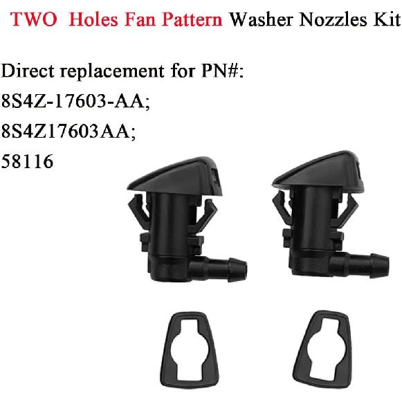 8S4Z-17603-AA Premium Wiper Nozzles Fit for 2008 2009 2010 2011 Ford Focus Windshield Wiper Washer Fluid Jet Nozzle | 2008-2011 Focus S, SE, SES, SEL