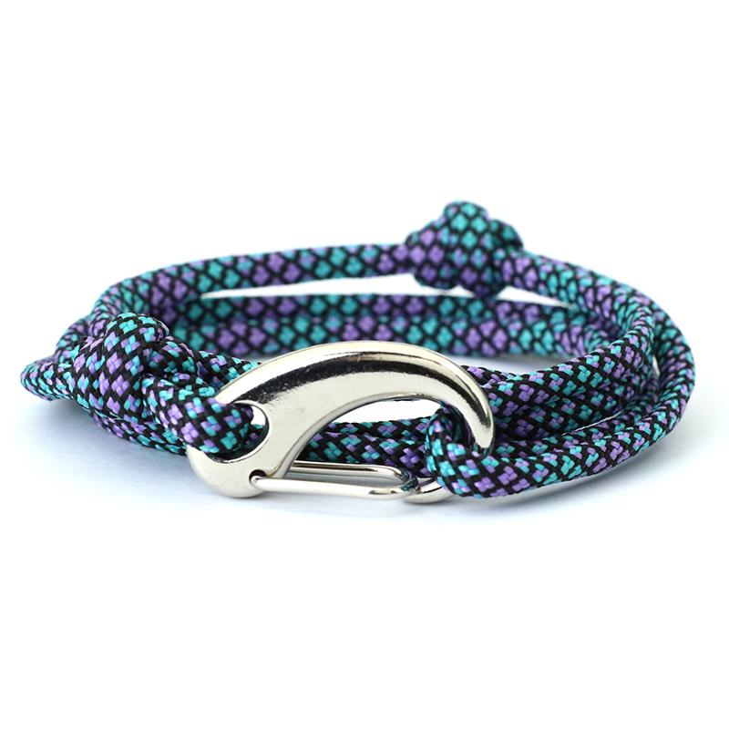 

Браслет из нержавеющей стали с застежкой-карабином, многослойная обертка, тканевая веревка, ручная работа, плетеный, регулируемый, подарок на запястье разноцветный