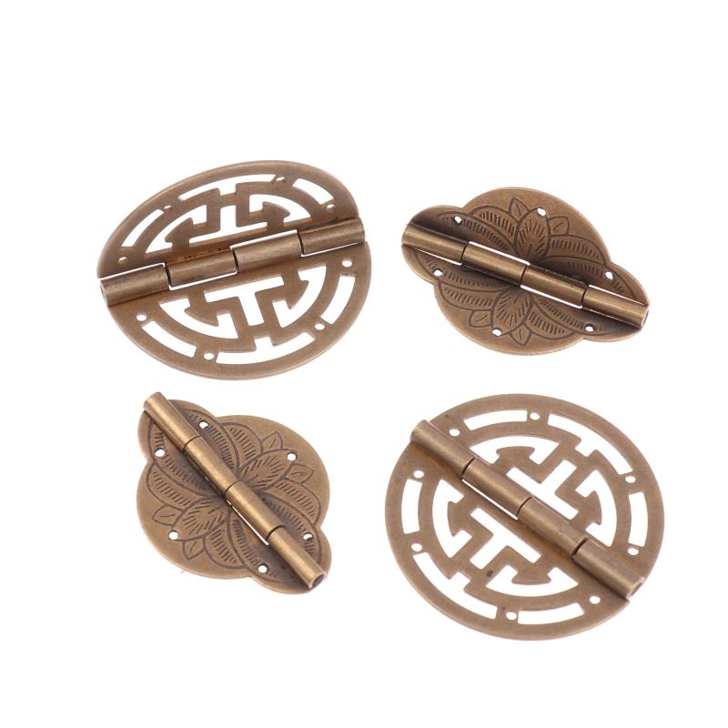 2 Stück Vintage Messingscharniere mit Schrauben Hohlmuster Altes Chinesisches Retro Dekor Holz Schmuckschatulle Weinkiste Schrankteile