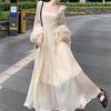 Minimalist Spring Korean Style Long Sleeve Dress With Mandarin Collar For Casual Wear