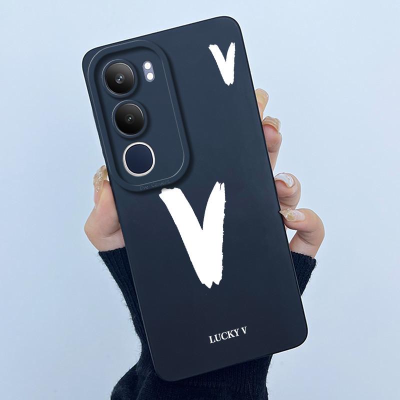 For Vivo Y19s V2149 Cover Case Lucky Initial Letter Couple Silicone Soft Matte Phone Bumper for Vivo Y19s 4G Y29 5G Casing