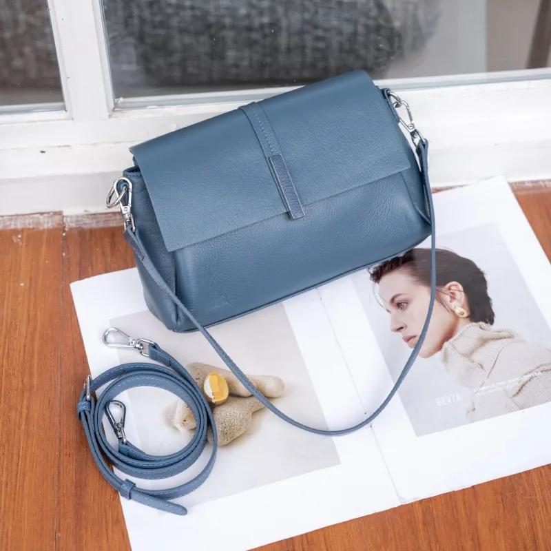 Natural Cow Leather Simple Fashiable Shoulder Bag for Women, Versatile Commuting Small Square Crossbody Bag Underarm Handbag