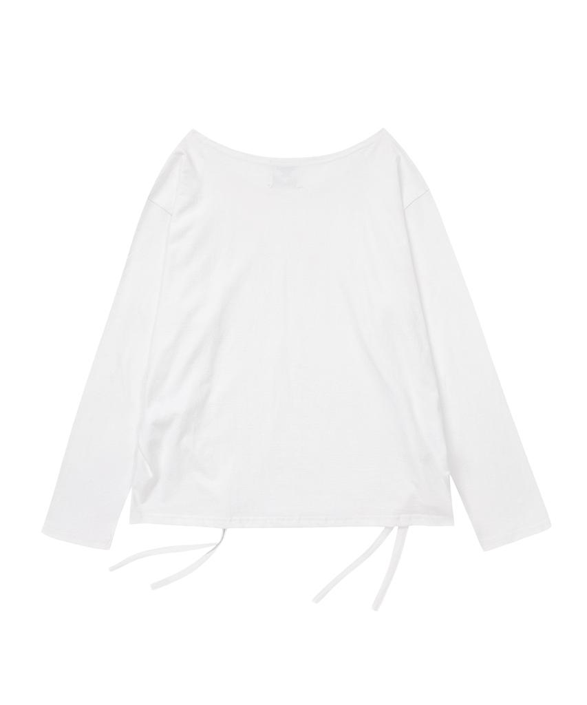 Gillaakaibeu One Shoulder Graphic Long Sleeve_White
