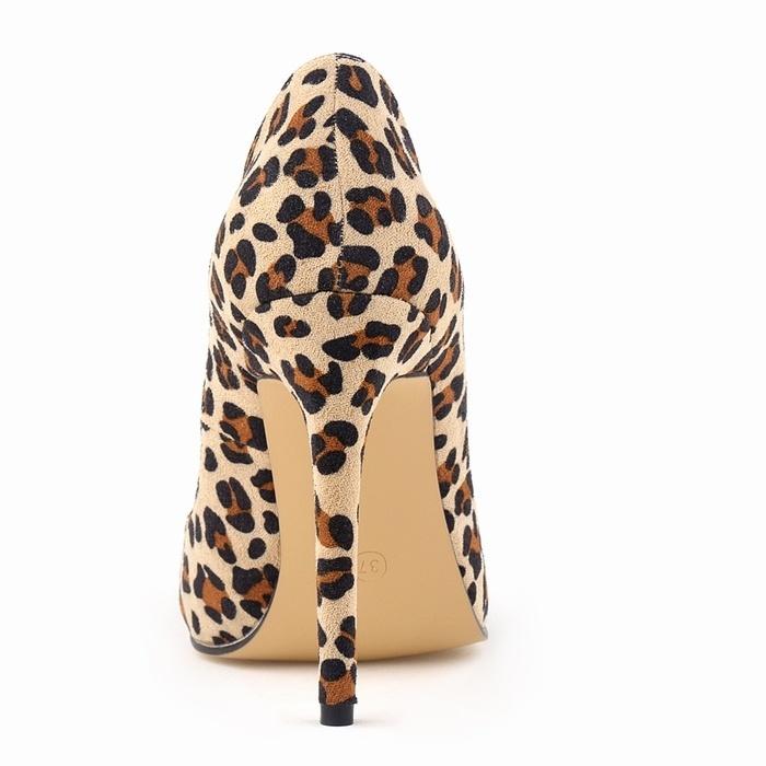 Women Pumps Classic 11cm Sexy Leopard Flock Pointed Toe High Heels Women Lady Pumps Velvet Spring Party Wedding Shoes Large Size Shoe
