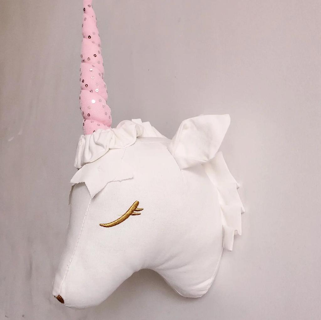 Ins Animals Unicorn Deer Head Toys Wall Hanging Mounts Decor 3D Head Wall Hanging Ornaments Art Kids Room Wall Decoration Toys