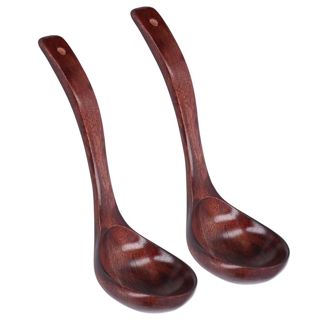 2Pcs Wooden Spoon Wood Scoop Ladle Long Handle Set Kit for Porridge Coffee Dessert9cm Spoon Width