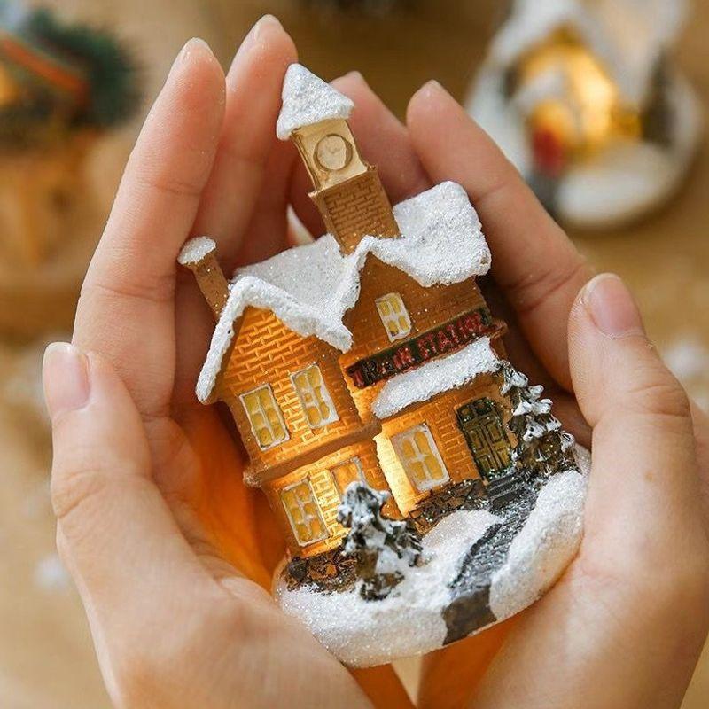 Christmas micro landscape mini luminous small house tabletop ornament Christmas tree ornament children's small gift