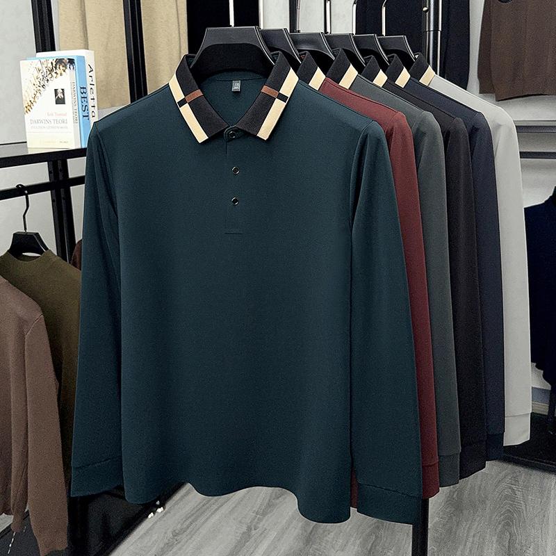Spring And Autumn Polo Shirt Long Sleeve Men'S T-Shirt Collar Spring And Autumn 2025 New Top