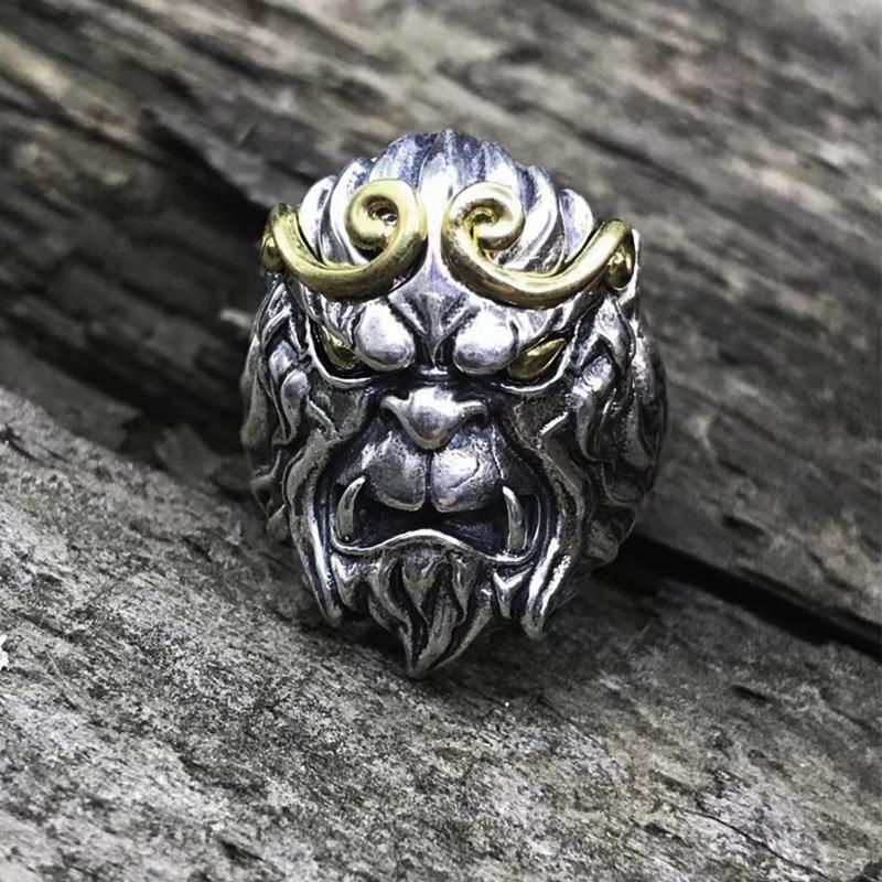 Retro Black Myth Wukong Ring For Men Punk Gothic  Large Adjustable Ring Journey To The West Monkey King Accessories Gift
