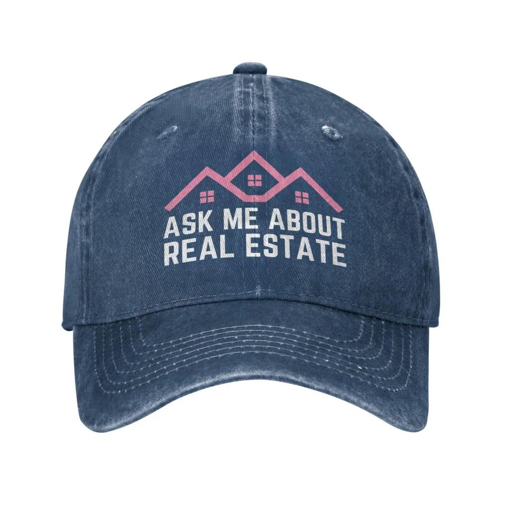 Ask Me About Real Estate Hats Trucker Hat for Men Women Dad Baseball Cap